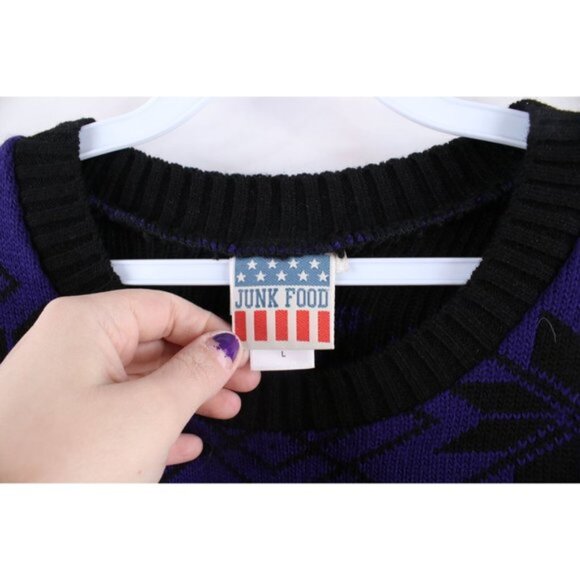 Streetwear Mens Large Snowflake Christmas Baltimore Ravens Football Knit Sweater - Picture 6 of 10